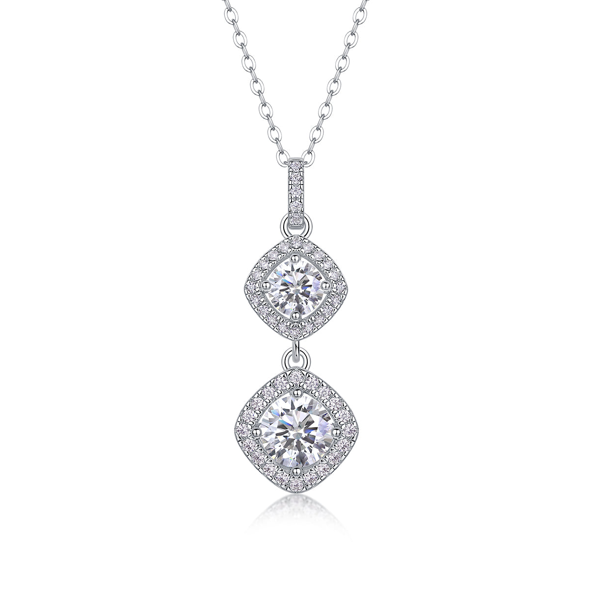 1Snowy Wonderland - A Fashionable And Luxurious Diamond Jewelry Pendant Set With 1-carat Moissanite S925 Sterling Silver And Platinum Plating